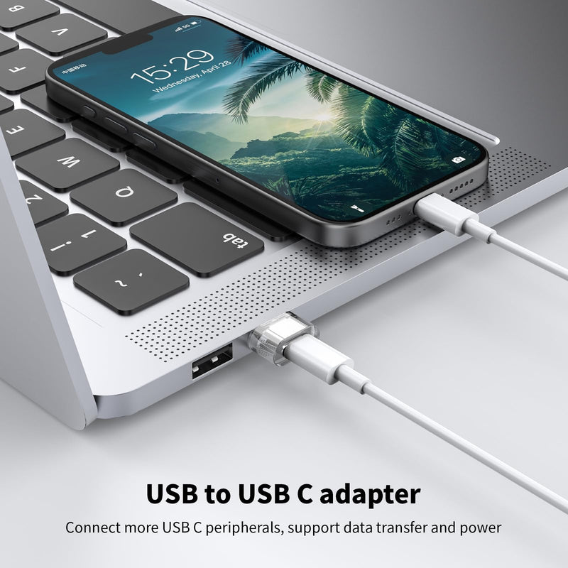 [AUSTRALIA] - USB to USB Clear Adapter 5 Pack,USB C Female to A Male Charger Converter Compatible with Apple Watch Ultra iWatch 8 7,iPhone15 14 13 Pro Max Plus,iPad 9 10 Air 5 Mini 6,Car Ect. 5 pack-Clear 