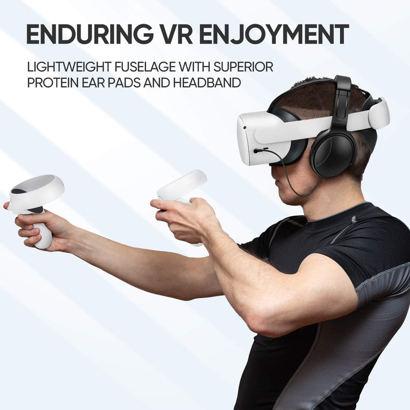 SARLAR VR Gaming Headphones for Quest 2/Quest 3 Increase VR Immersion, Custom Length Cable, Optimized Gaming Audio Driver, Memory Protein Ear Pads Noise Isolating and Other Accessories Black