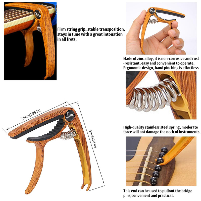 Guitar Accessories for Beginners - 1 Ukulele Bass Guitar Phone Holder for Live Broadcast Video Recording,1 Guitar Capo, 1 Tuner With Free Picks Holder+Capo+Tuner+Picks
