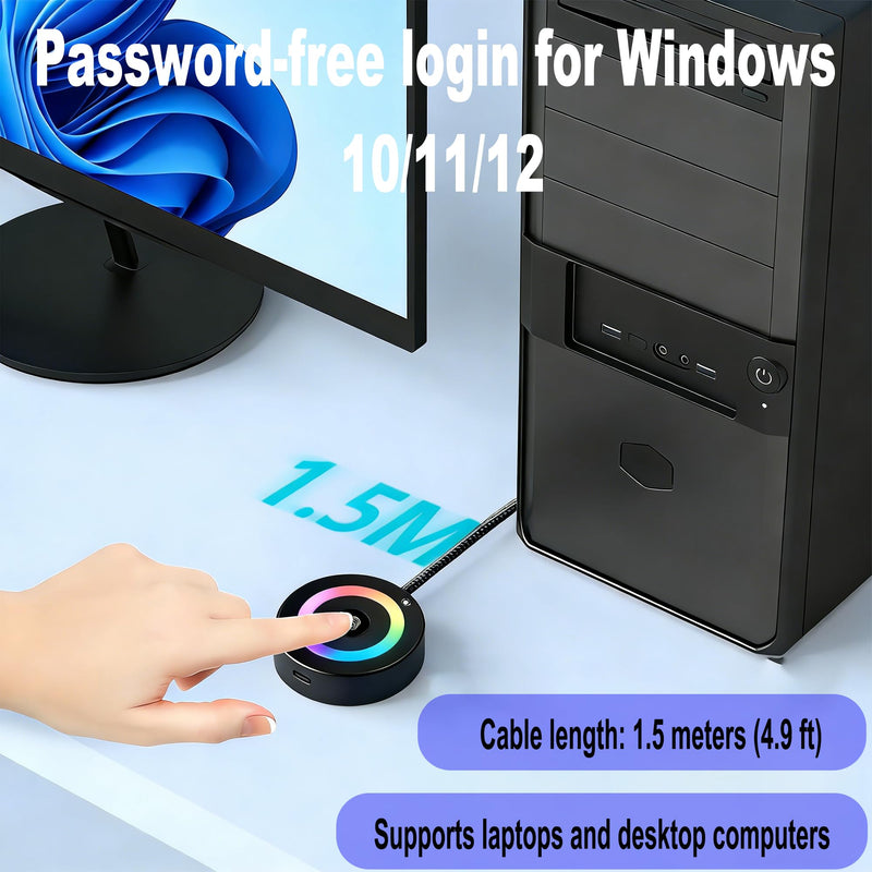 [AUSTRALIA] - USB Fingerprint Reader for PC & Laptop, Windows Hello Biometric Scanner with 360° Touch, Fast Login <1s, Portable Security Key for Windows 10/11 
