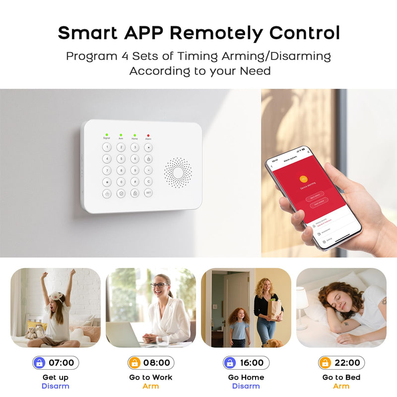 [AUSTRALIA] - LWOHSI Home Security Systems,Wireless DIY Burglar Alarm Kits,Smart Home Alarm System with Window/Door Sensor,PIR Motion Detector,Voice Control with Alexa and Google,4G SMS/Tuya App Alerts (A02F-US-C) A02F-US-C 