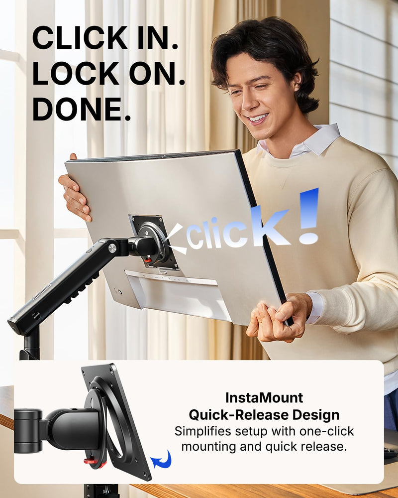 HUANUO FlowLift™ Pro Monitor Arm and HUANUO Universal Full Motion Pole Mount Monitor Arm
