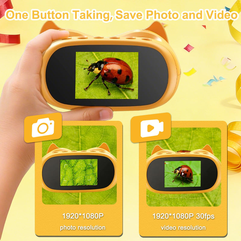 [AUSTRALIA] - 1000X Digital Microscope for Kids & Binoculars,Handheld Kids Microscope with 2.0" Screen,Rechargeable USB Portable Microscope,STEM Education Toys Christmas Birthday Gifts for Kids Boys Girls Ages 4-12 Yellow 