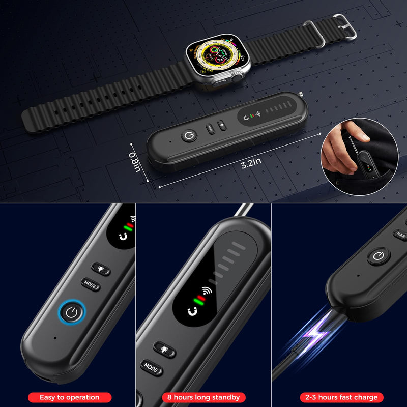 Hidden-Camera-detectors Portable-Bug Detector&Camera Finder-GPS Tracker Detector-Upgrad-Anti-spy Camera Finder-mini RF Signal Scanner-spy Device Detector for Travel,Office/Hotel/car-Black black