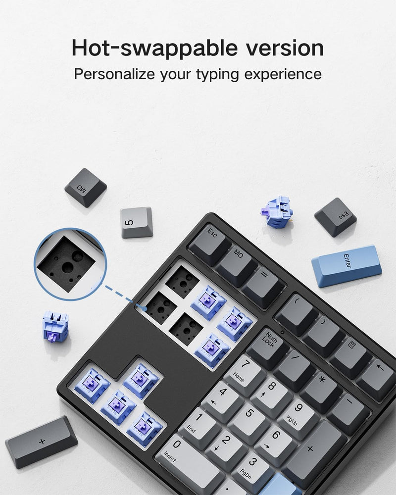 Custom Mechanical Number Pad, QMK/VIA Programmable Wired Numpad, 34 Key Hot Swappable USB Numeric Keypad with PBT Keycaps RGB Backlit Number Pad for Laptop, MacBook,PC Desktop