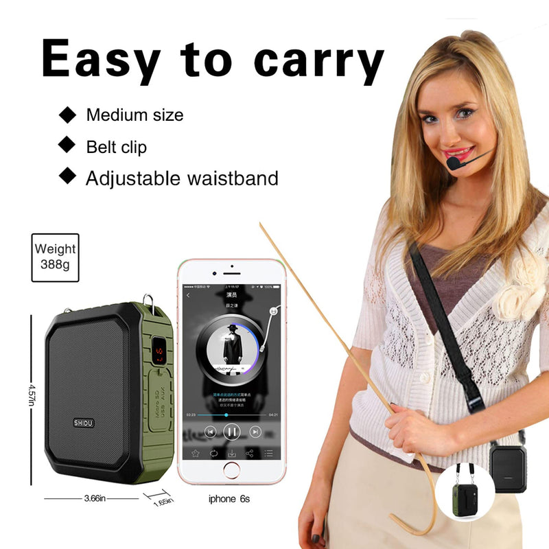18W Wireless Bluetooth Waterproof Voice Amplifier Portable Headset Microphone with Speaker Small Personal Microphone for Teachers, Outdoors