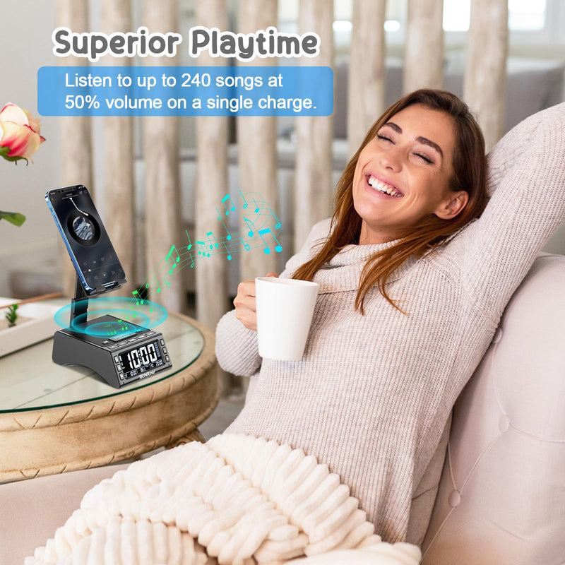 Gifts for Men Women Foldable Cellphone Stand with Bluetooth Speaker Charging Station Birthday Gift Idea for Mom Dad Cool Gadget Tech Gifts Black