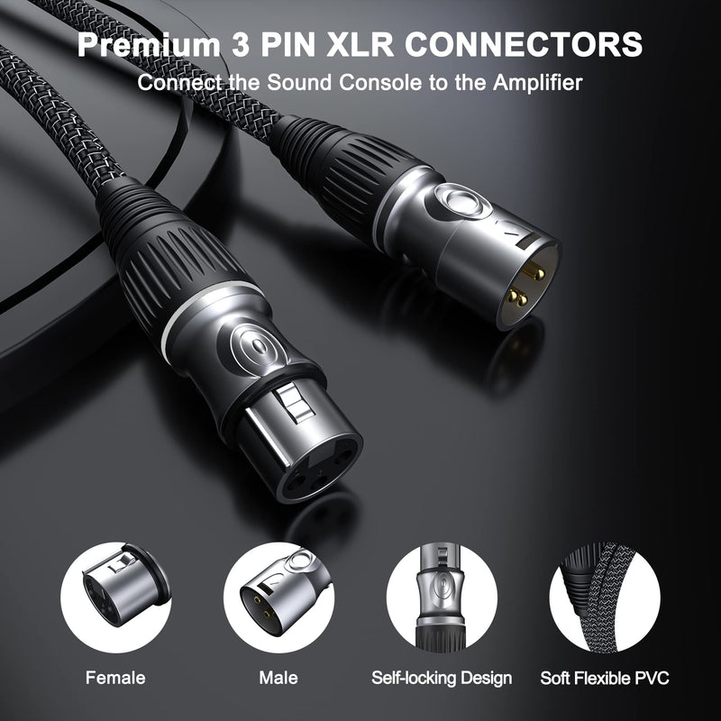 [AUSTRALIA] - GeoHN.G XLR Microphone Cable 50FT/15M, 3-Pin Heavy Duty Balanced Microphone Cord XLR Male to Female Nylon Braided Speaker Cable for Mixer/Recording Studio/Speaker Systems 1 PACK 
