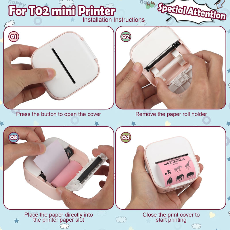 9 Rolls Mini Thermal Printer Paper Thermal Printer Sticker Paper for M02/T02 Sticker Photo Printer and other Mini Pocket Printer (9) 9