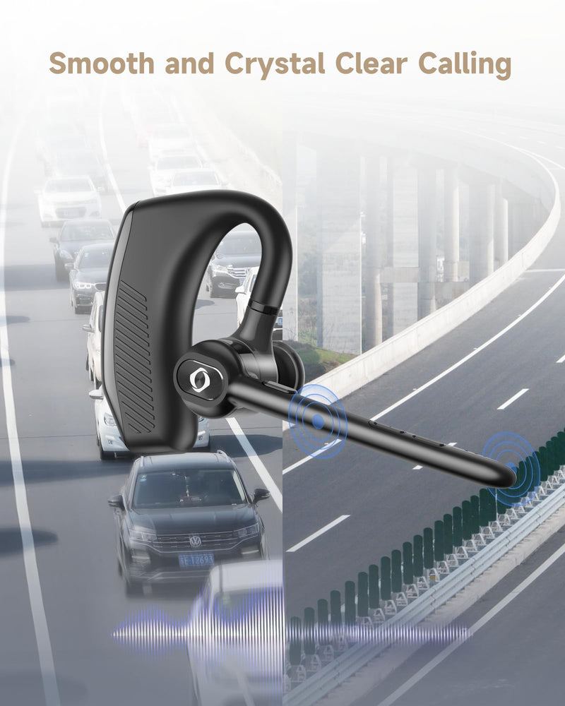 Bluetooth Headset Wireless Earpiece iPhone Android Wireless Charging Case Microphone Earpiece Handsfree Single Ear Headset LED Digital Display Phones Computer Work 180H Playtime 1000mAh Drivers