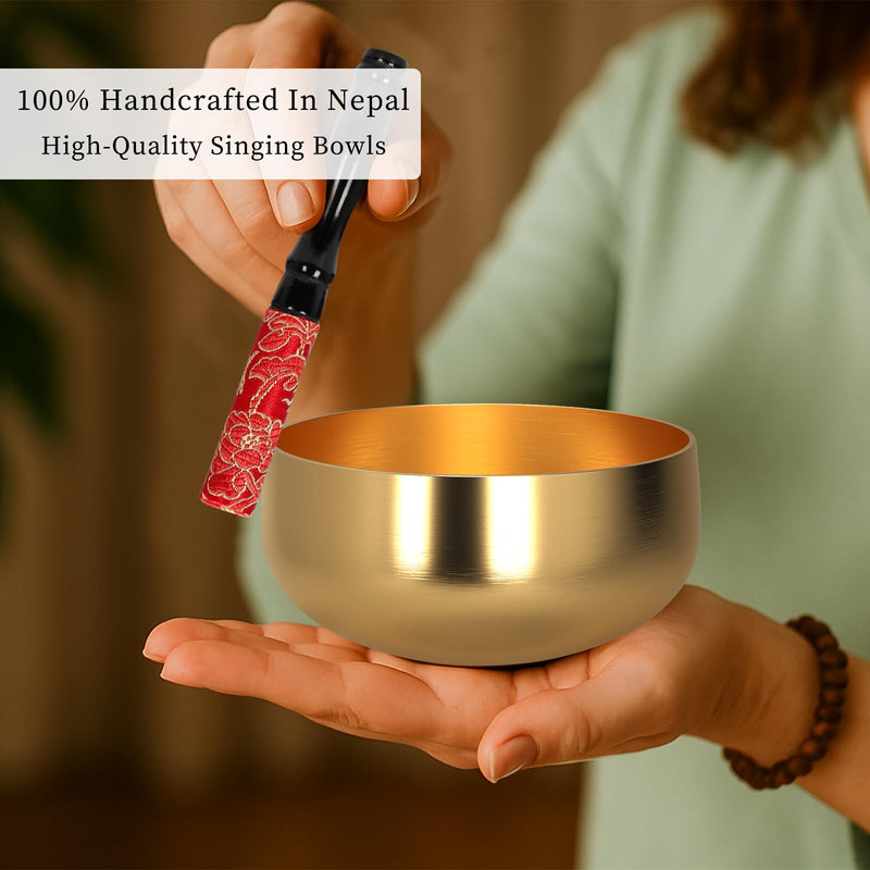 [AUSTRALIA] - Tibetan Singing Bowl Set - 4" Handcrafted Meditation Sound Bowl for Yoga, Mindfulness Chakra Healing & Stress Relief | Complete Kit with Cushion & Mallet | Spiritual Gifts for Beginners (4 Inch) 4 Inch 