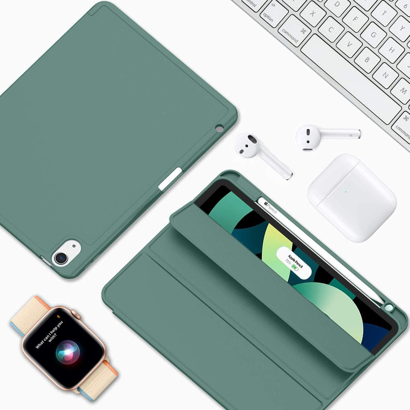 ZryXal iPad Air Case 5th Generation/4th Generation 2022/2020 10.9 Inch, Smart iPad Case[Support Touch ID and Auto Wake/Sleep] with Auto 2nd Gen Pencil Charging (New Midnight Green) New Midnight Green