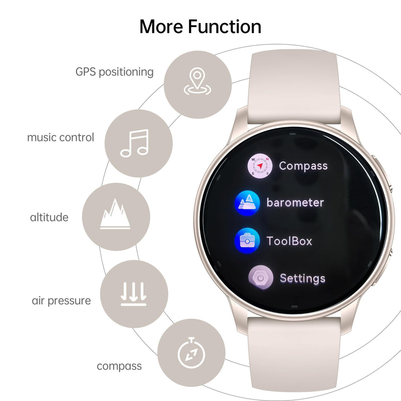 Smart Watch for Women, AMOLED Bluetooth Call Fitness Tracker | GPS Smartwatch with Heart Rate, Sleep, SpO2 & Female Health Monitoring, 3ATM Waterproof, Compatible with iPhone Android