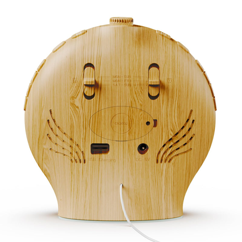 Wake Up Light Sunrise Alarm Clock for Kids, Heavy Sleepers, Bedroom, Full Screen with Sunrise/Sunset Simulation, Fall Asleep, Dual Alarms, FM Radio, Colorful Nihgt Lights, Natural Sounds, Wood Grain
