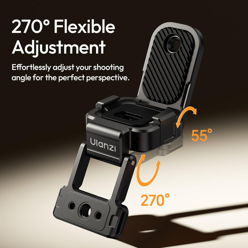 ULANZI PK16 Magnetic Mount Stand Compatible with DJI OSMO Pocket 3, 270° Adjustable Camera Mount, 1/4'' Mount Foldable Quick Release Camera Stand Base for Indoor Shooting Vlog Live Streaming Gym Video