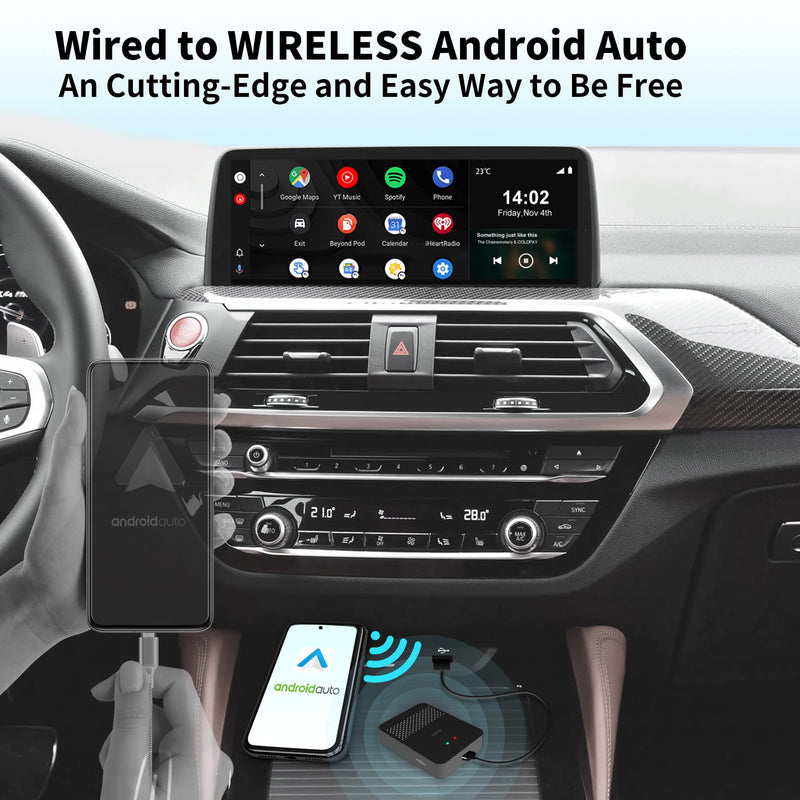 ATOTO AD3AA-BK Wireless Android Auto Adapter, Convert Wired to Wireless for Factory Wired Android Auto or Aftermarket Head Unit, Compatible with Toyota/Nissan/Honda/Ford/Audi/Benz, Online Update Black
