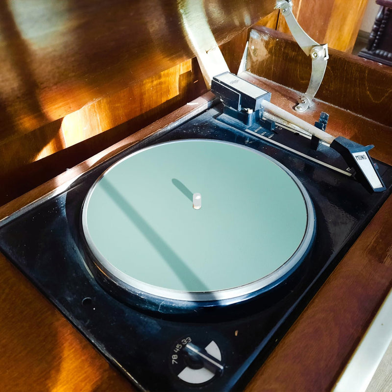 12in Turntable Platter Mat, Leather Record Player Mat Anti-Static LP Slipmat Anti-Skid Turntable Pad Vinyl Record Mat to Reduce Noise Due to Static & Dust for All LP Vinyl Record Players Home