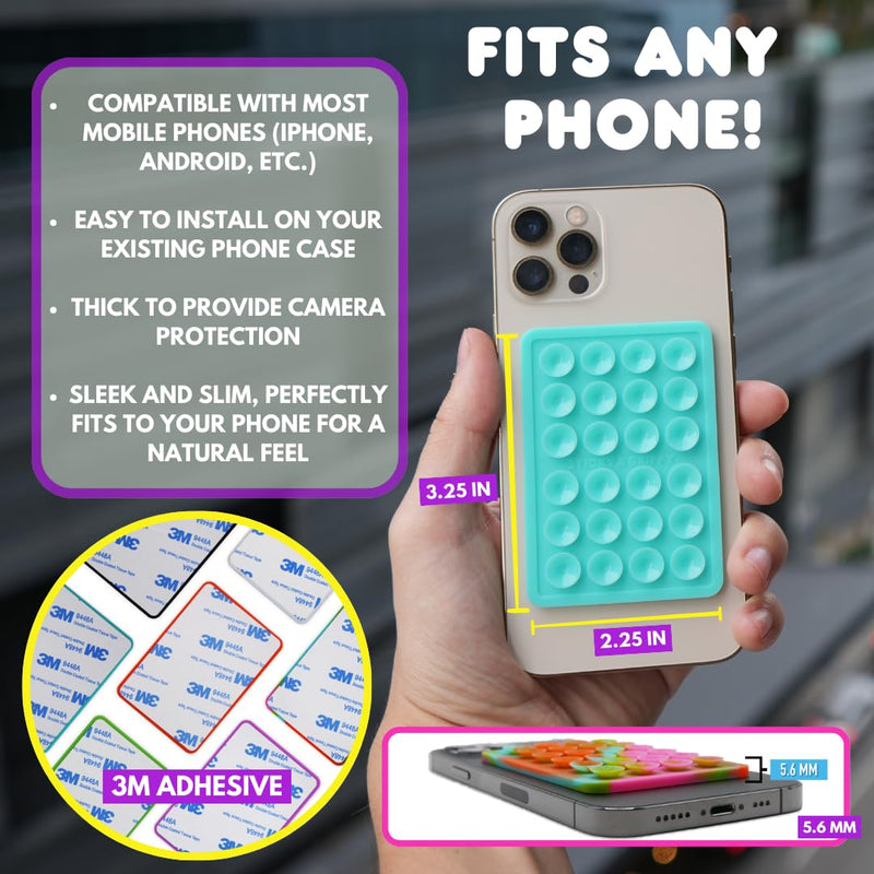 Suction Phone Case Mount, Silicon Adhesive Phone Accessory for iPhone and Android, Hands-Free Fidget Toy Mirror Shower Phone Holder, Tiktok Videos and Selfies (Translucent) Translucent