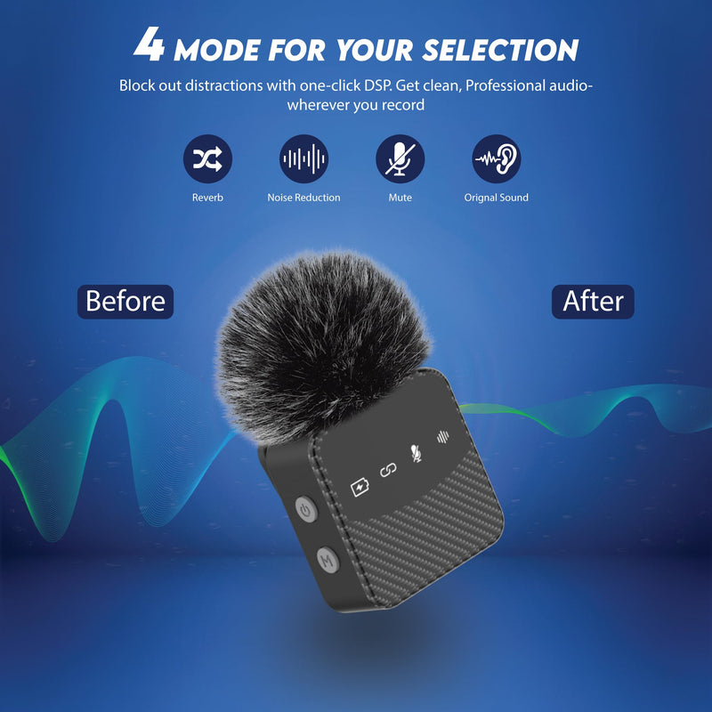 [AUSTRALIA] - Wireless Lavalier Microphone for iPhone & Android, Auto-Pairing Noise-Reduction Clip-On Mini-Mic with Charging Case, Headphone Monitoring, Wide Compatibility for Recording & Vlogging 