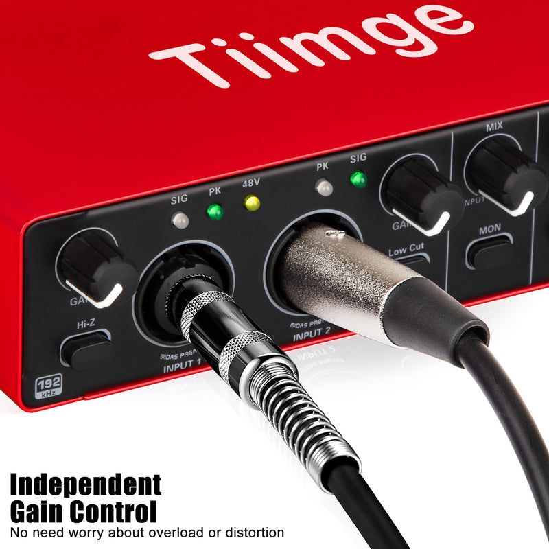 2x2 USB Audio Interface for PC, with 48V Phantom Power, 24Bit/192kHz High-Fidelity, Mic Preamplifier XLR/TSR/TS Ports, Compatible for Guitarist, Vocalist, Podcaster or Producer