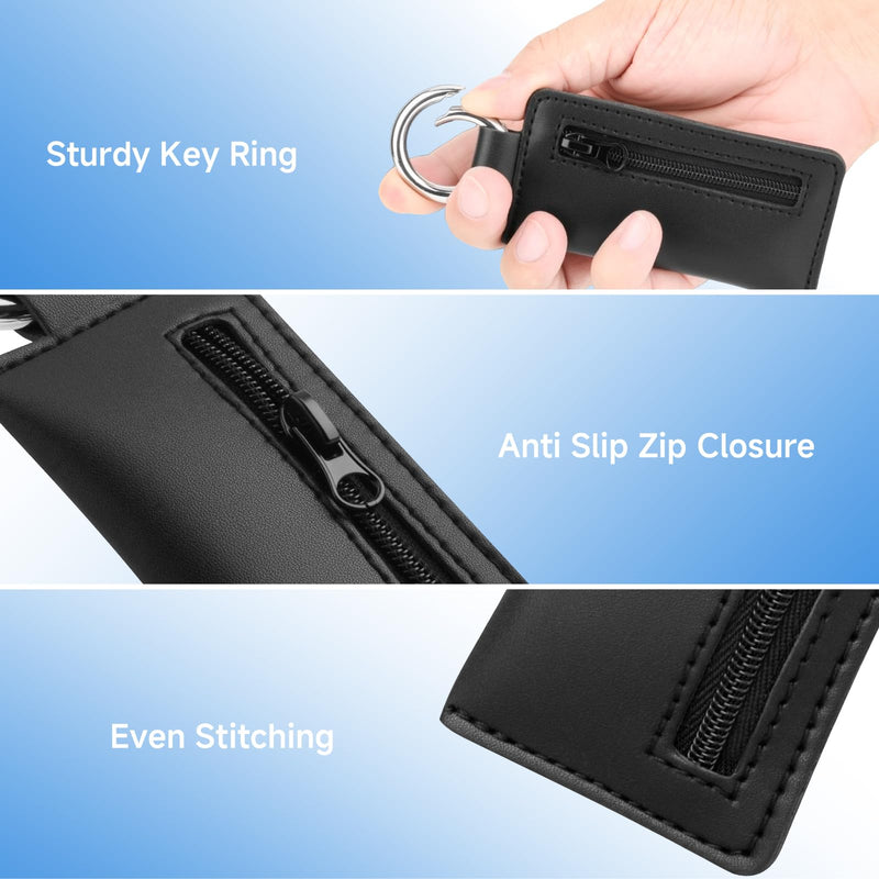 Microfiber USB Flash Drive Holder Case with Keychain | Anti-Slip Zipper Pouch, Storage Case Compatible with AirTag SD TF Card, for Small Medium USB Drives, 1PC, Black, Case Only