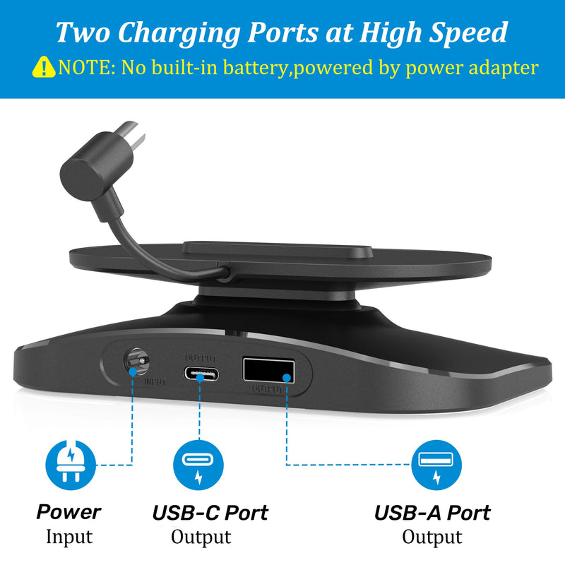 PlusAcc Charging Stand for Show 8 (1st Gen & 2nd Gen) - Adjustable Table Holder with 2 Charging Ports (USB-C & USB-A), Tilt Magnetic Base for Charge Cellphones and Earbuds, Non-Slip Base (Black)
