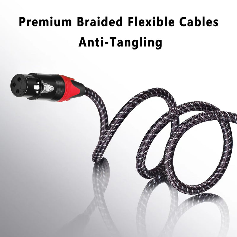 6ft XLR Cables Braided 2 Pack Red Color Coded, Premium XLR Patch Cables Short for Microphone DJ Anti-tangling 2-Pack 6ft (Red) 2-Pack XLR Male to Female