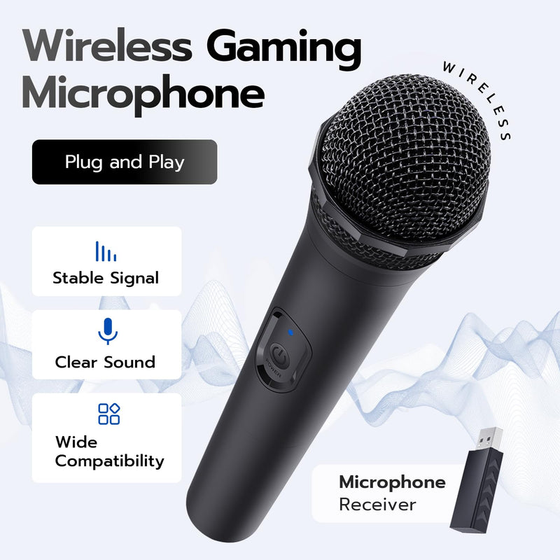 [AUSTRALIA] - Mcbazel Wireless USB Gaming Microphone Compatible with Xbox Series X/S, PS5, Switch OLED, NS Switch/Switch2, PC, PS4, PS3, PS2, Xbox One X/S, Xbox One, Xbox 360, Wii 1 Pack 