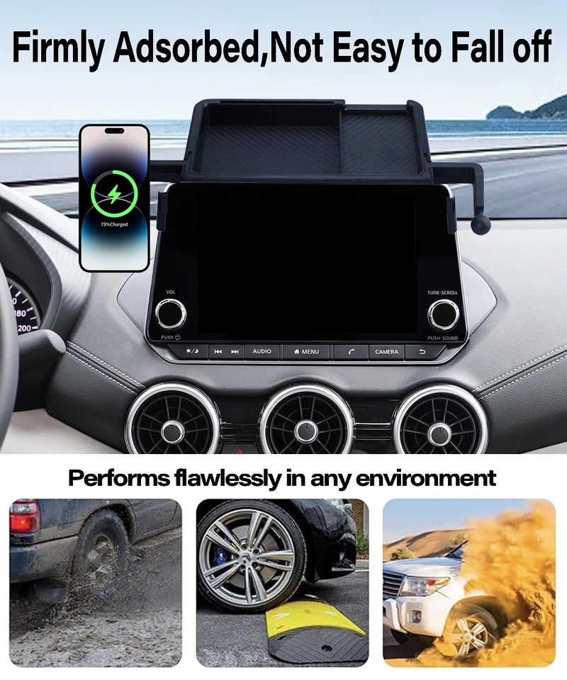 Car Phone Holder for 2021-2025 Nissan Rogue/2019-2025 Altima/2020-2025 Sentra Accessories Apply to 8 Inch Touch Screen 15W Fast Wireless Charger Screen Fixed Clip Cell Phone Mount
