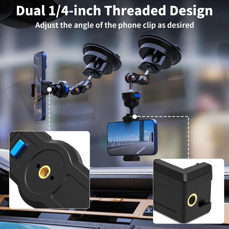 SOH Magnetic Suction Cup Car Phone Mount, 360° Rotation Stable Car Dashboard & Windshield Phone Holder Mount, Powerful Smartphones Suction Cup Car Holders Mount Hands Free for All Smooth Surface