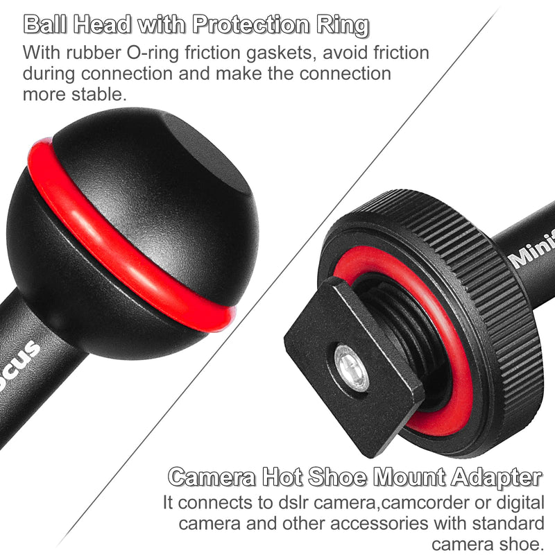 [AUSTRALIA] - MINIFOCUS 1" Ball Head Cold Shoe Base Adapter, Universal Ball Joint Bracket with Cold Shoe Base Adapter for Diving Light Underwater Camera Waterproof Housings Case Video/Flash/Strobe Hot Shoes 