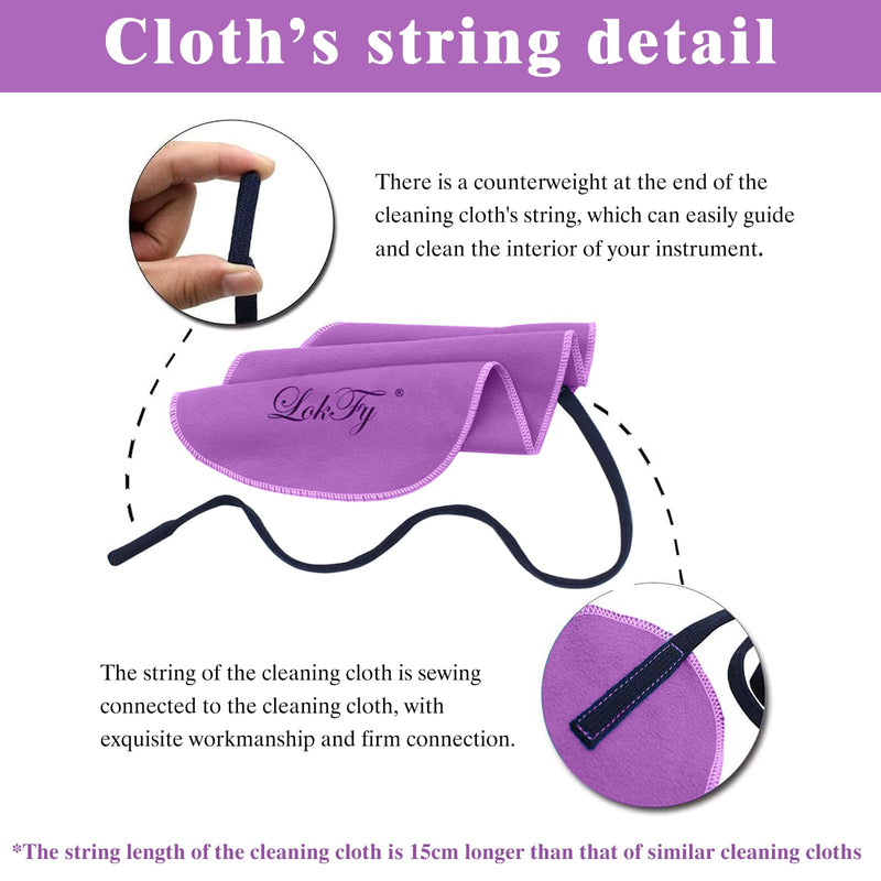 Cleaning Cloth Swab for Inside Tube Suitable for Clarinet Piccolo Flute Sax Saxophone (Purple) Purple