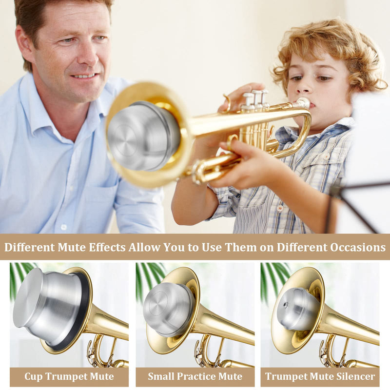 3 Pcs Trumpet Mute Set Small Practice Mute Trumpet Mute Silencer Cup Trumpet Mute All Aluminum Trumpet Mute for Beginners Students Jazz Classic Stage Performance Practice