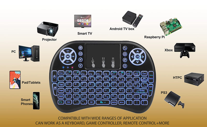 Wireless Mini Keyboard Remote Control Touchpad Mouse Combo Controller with RGB Backlit for Smart TV Android TV Box PC IPTTV 2.4GHz