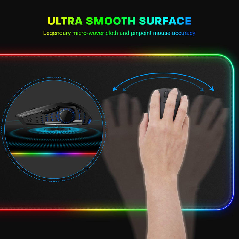 YXLILI Mouse Pad Gaming Large Mouse Pads for Keyboard and Mouse Extended RGB Mouse Mat, 12 Lighting Modes, Waterproof, Non-Slip Rubber Base XXL Mousepads for Desk Computer PC Laptop-31.5 X 12inches X-Large