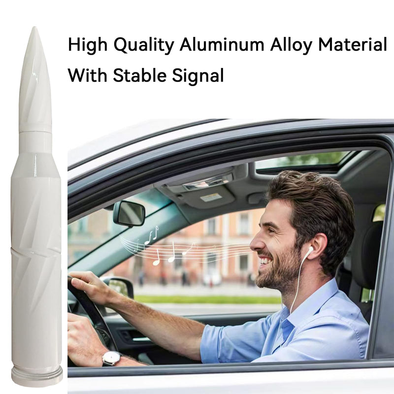 White Car Truck Bullet Antenna 50 Cal Bullet Antenna Truck Accessories Universal Replacement for GMC Sierra 1500 Chevy Dodge Ram Silverado 1500 2500 3500 Ford F150 F250 F350 Spiral (White, 5.5inch) White