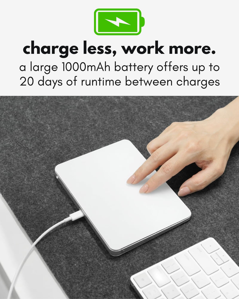 Macally Wired & Wireless Trackpad for Mac - Multi Gesture Touchpad - USB C | Full Multi-gesture macOS control, large glass surface, 2.4G wireless or wired USB-C use, rechargeable 1000 mAh battery