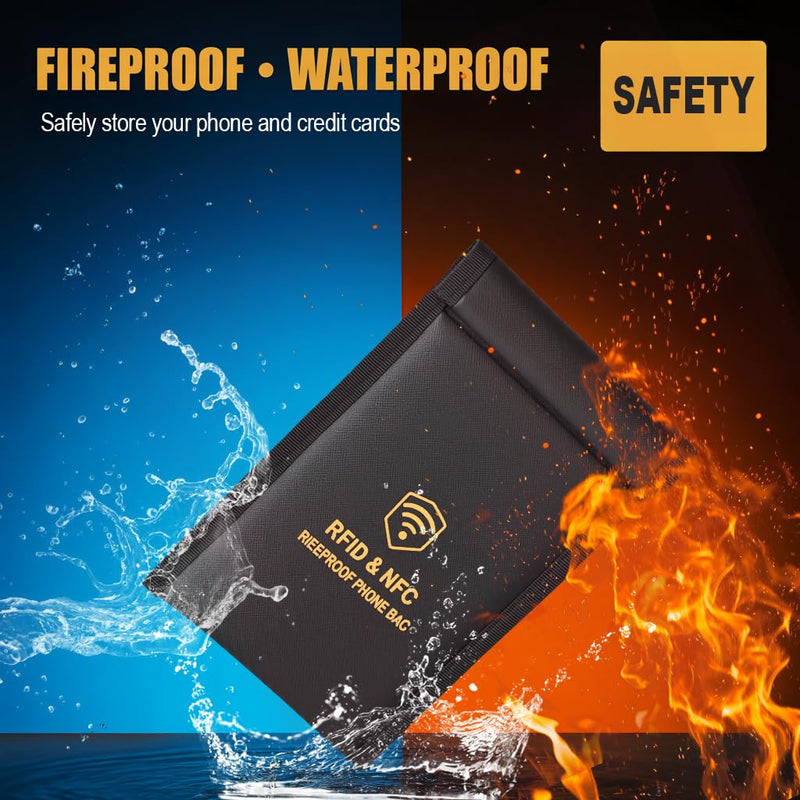 Faraday Bag for Phones and Car Keys(2Pack)， Faraday Pouch - Military Grade Anti-Theft Protection for Car Key Fob, Cell Phone, RFID, WiFi, GPS Tracking Signals 2