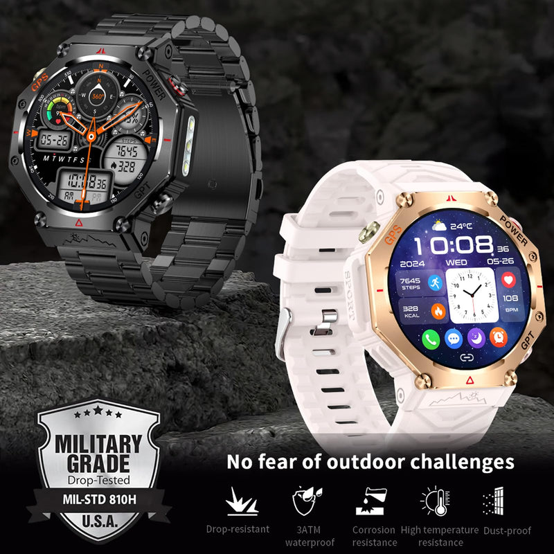 SW8(Black) 1.39" Stylish Smartwatch for Men, Bluetooth Calling, AI Voice Assistant, 107 Sport Modes, 3ATM Waterproof, Fashionable Design, Compatible with Android/iOS Black