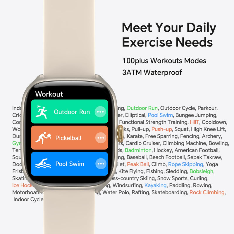 Smart Watch for Women Men(3 Bands), 1.75" AMOLED, Compatible iPhone/Android | Fitness Tracker Watch with 3 ATM Waterproof, Answer/Make Calls, 24/7 Heart Rate/SpO2/Sleep Monitor/AI Voice, Smartwatch Gifts Beige 1.75 Inches