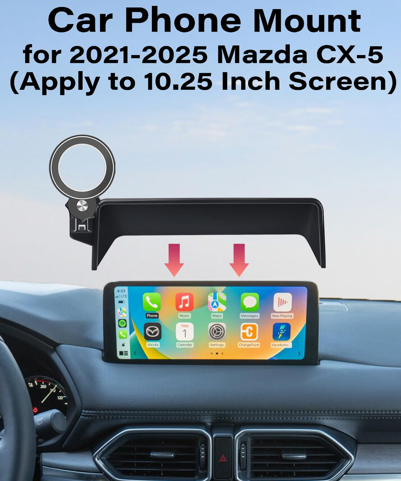 Car Phone Holder for 2021 2022 2023 2024 2025 Mazda CX-5 Accessories | 10.25-inch Screen Clip-On MagSafe Strong Magnets Cell Phone Mount, 360° Rotatable Hands-Free Holder, Not Block Air Vents fit for 2021-2025 Mazda CX5 (10.25 Inch)