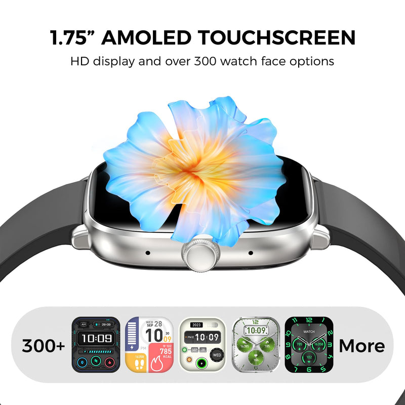 BRIBEJAT Smart Watches for Women Men, 1.75” AMOLED Touchscreen, Bluetooth Calling, Heart Rate/SpO2/Sleep Monitor, 10 Day Battery, IP68 Waterproof Finess Watch Compatible with iPhone Android (Silver) Silver 1.75"