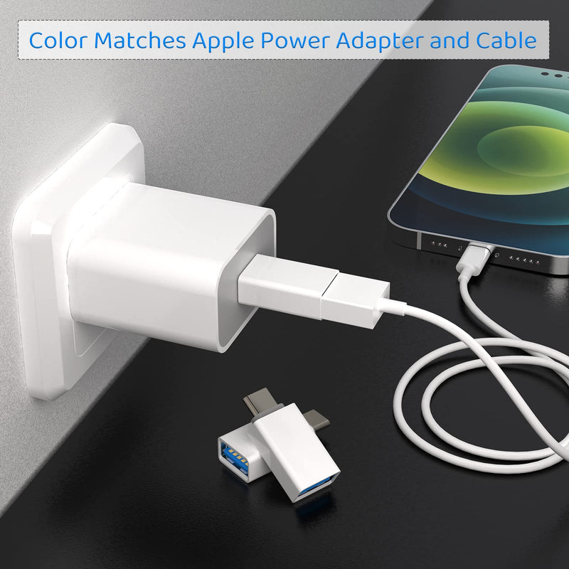 USB C to USB Adapter Pack-1,USB-C Male to USB 3.0 Female Adapter for MacBook Pro 2021/2020 iMac iPad Pro/Mini 6 Pixel 6 5 4 XL USB C Wall Plug Charger and Any Type C or Thunderbolt 4/3 Devices, White 1 Count