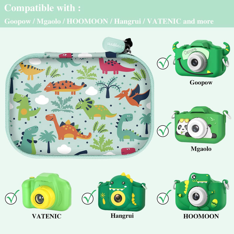 Leayjeen Kids Camera Case Compatible with Goopow/Mgaolo/HOOMOON/Hangrui Kids Camera Toys and Children Digital Video Camcorder Camera,Best Easter Birthday Festival Gift -Green Dinosaur(Case Only) Green Dinosaur