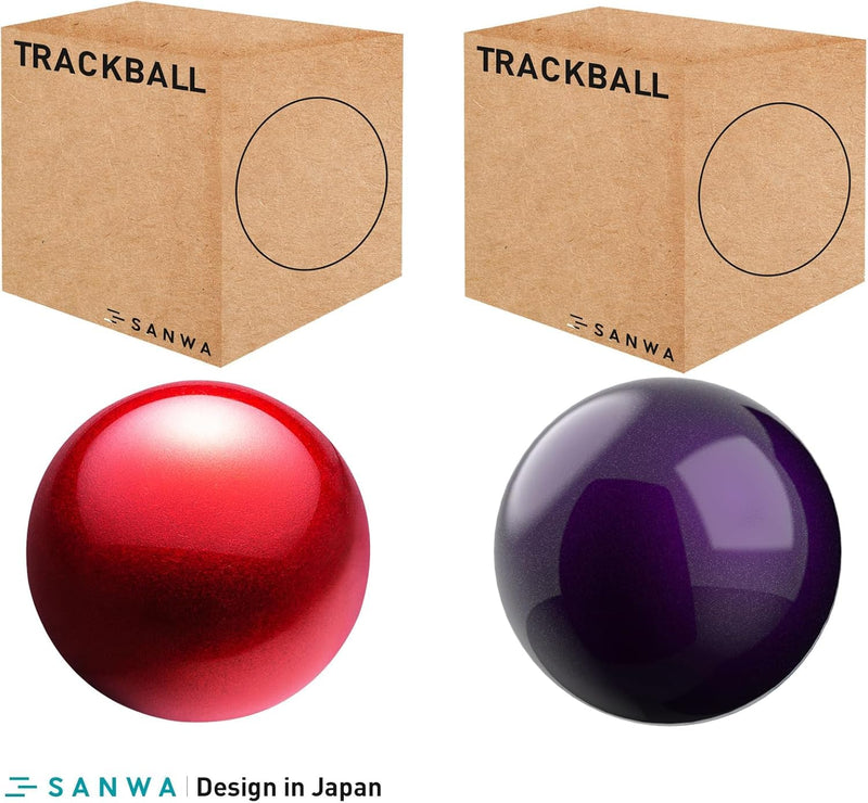 SANWA 2PCS 40mm/1.57in Trackball Replacement Ball for GMAWTB40, GMABTTB41, GMATB39, Kensington Orbit Fusion, and Other Compatible Trackball Mice, Glossy Red + Purple
