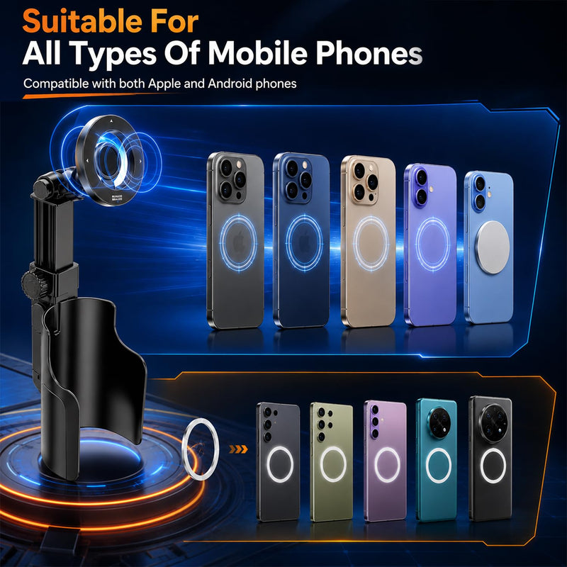 Car Cup Holder Phone Mount,Any car Model 360°Adjustable N52 Magnetic Stand,one-Handed Operation,Suitable for All Smartphones (Black,1Pcs)