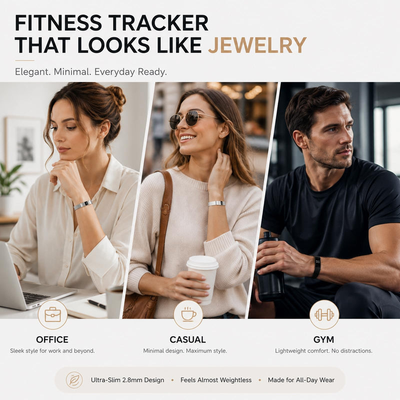 Yihou Ultra Slim Fitness Tracker Watch for Women Men 24/7 Heart Rate Sleep Monitor Activity Tracker with Steps Calories Waterproof Smart Bracelet Small Screen Minimalist Design iOS Android Compatible Black