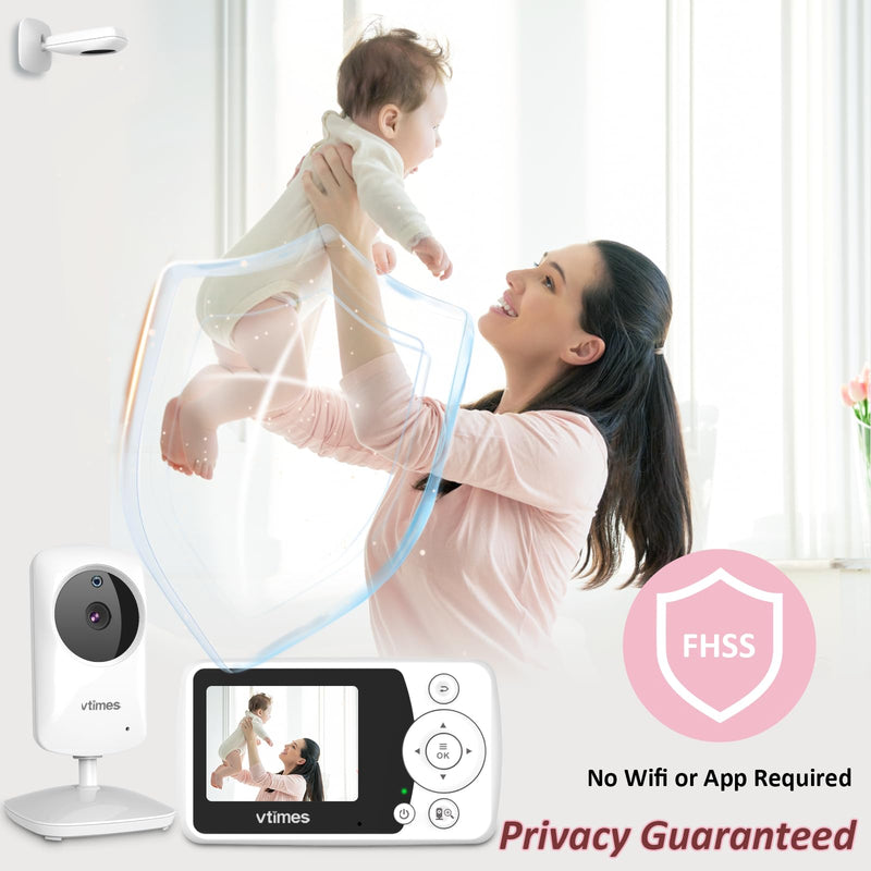 Baby Monitor with Camera and Audio, Video Baby Monitor No WiFi Night Vision, 2.4" LCD Screen Portable Baby Camera VOX Mode Pan-Tilt-Zoom Alarm and 1000ft Range, Ideal for Baby/Elderly/Pet