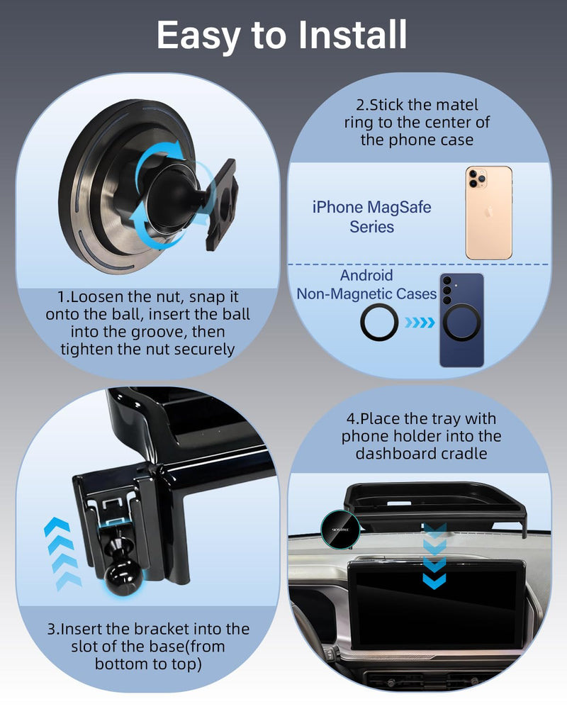 SKYLOTEC Magnetic Charger Phone Holder for Ford Bronco Sport 2025 13.2 inch | Bronco Sport Dashboard Storage Accessories, for MagSafe iPhone 15W Wireless Charger Car Cell Phone Mount Magnetic Wireless Charger