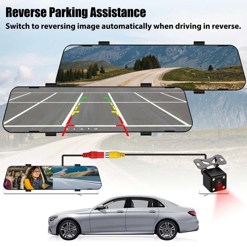 Mirror Dash Cam for Cars,4.5" Rear View Mirror 1080P Front and Rear View Dual Cameras,Super Night Vision,Parking Assistance,G-Sensor,24H Parking Monitor, Waterproof Backup Camera Free 32GB Card 4.5 Inch+32GB SD Card